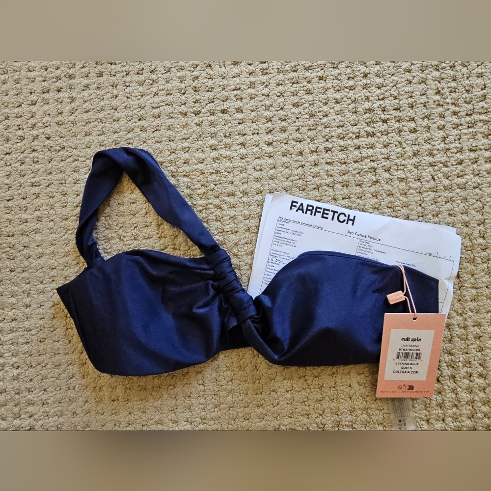 Cult Gaia Navy Bikini Top